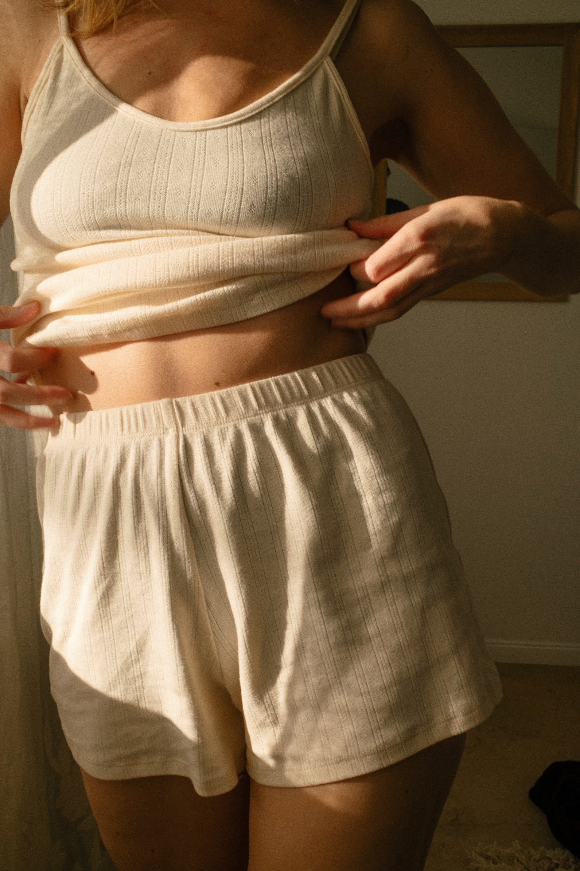 POINTELLE Cotton ALMOND Shorts