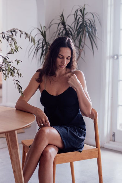 SHORT Cotton BLACK Nightie