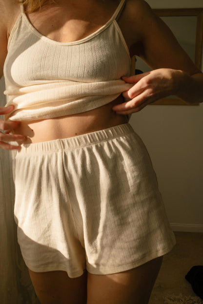 POINTELLE Cotton ALMOND Shorts