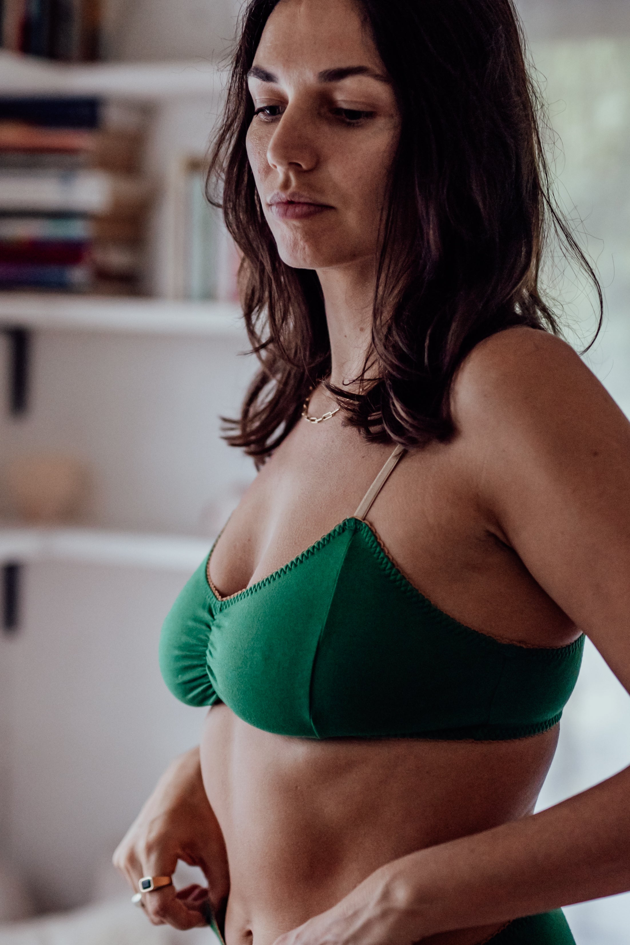 Cotton EMERALD GREEN Bralette