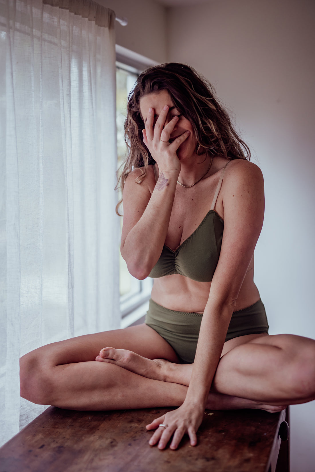 POCKETED Cotton OLIVE GREEN Bralette