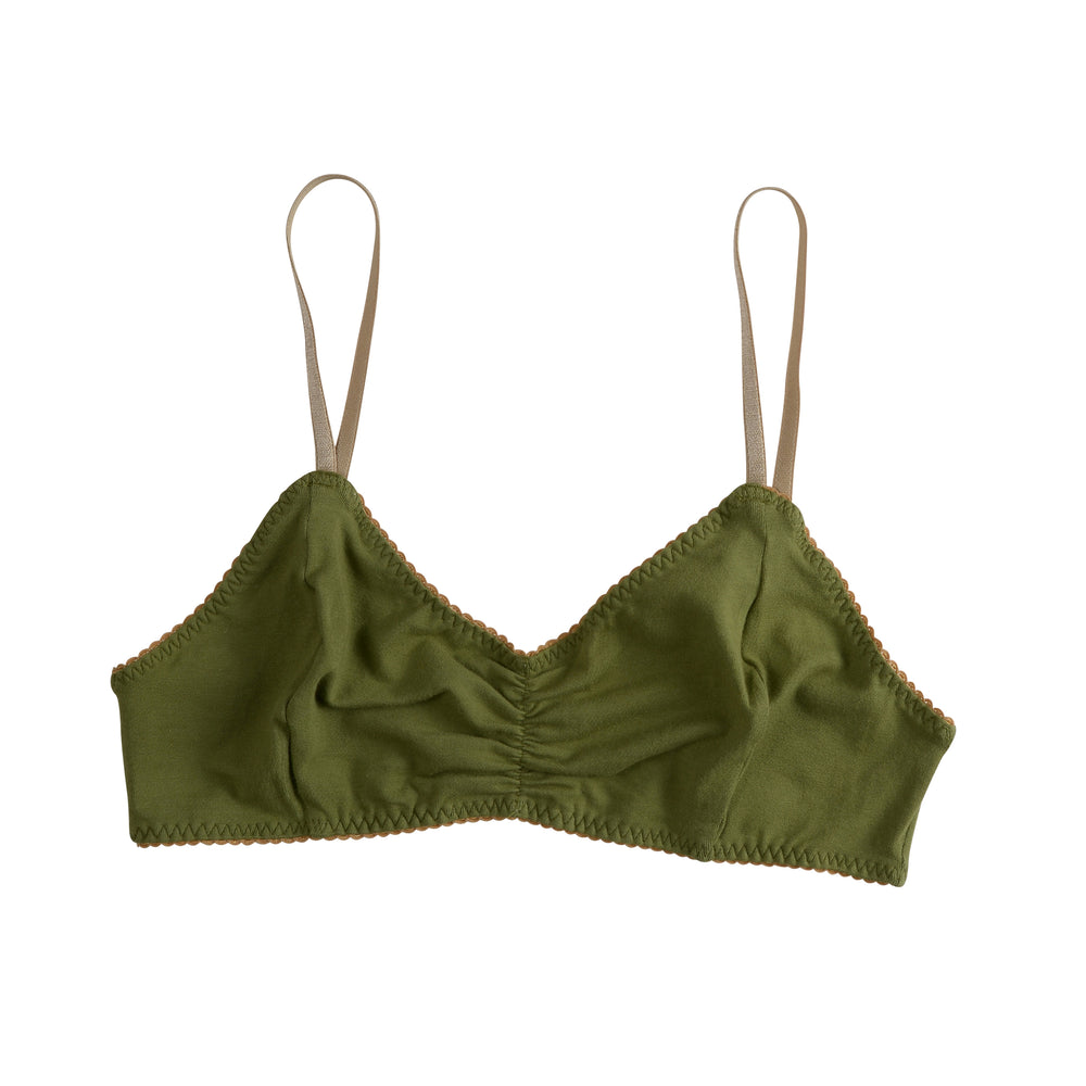 POCKETED Cotton OLIVE GREEN Bralette